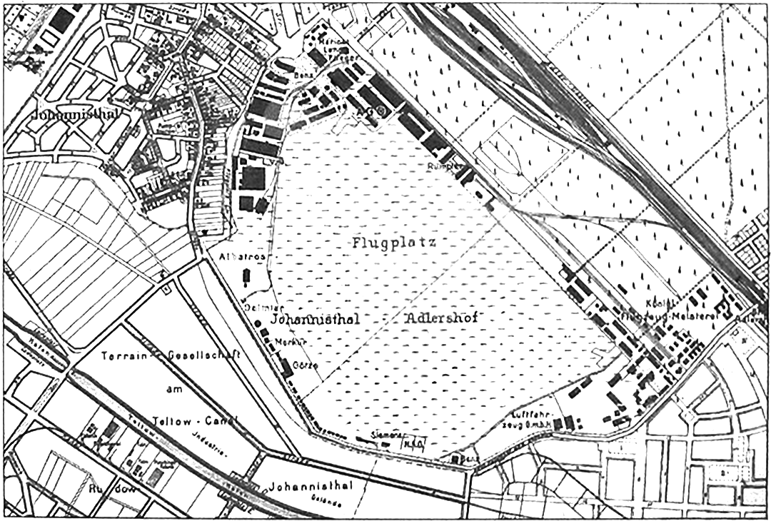 A map of airfield Johannisthal ca. 1916.